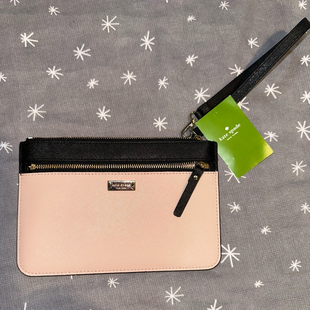 Kate Spade pink and black wristlet/wallet